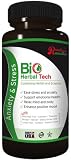 Natural Stress and Anxiety Relief (Vegetarian Capsules with Valerian, L-Theanine, Rose Hips, Borage, Lavender, Lemon Peel, Passion Flower). Made in USA, GMP Certified, Kosher