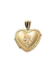14K Yellow Cremation and Hair Locket w/ Diamond Center 1 inch x 1 inch in Solid 14K Yellow Gold