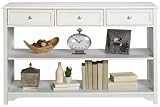 Oxford 47 Inch White Three Drawer and Open Shelf Console Table, THREE-DRAWER, WHITE