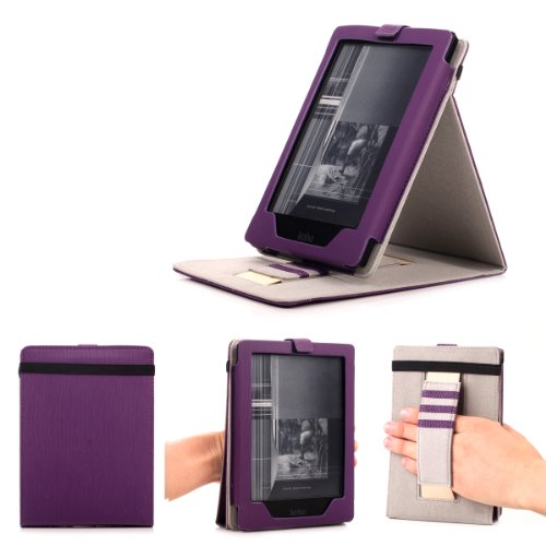 Mulbess - Kobo Aura H2O 2014 eReader eBook Stand Case Cover - Leather Case Cover with Elastic Hand Strap for Kobo Aura H2O with Auto Wake Sleep (Stand Purple)