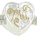 Petite 14K on Sterling Silver Mom Heart Charm for European Charm Bracelet