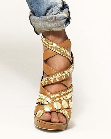 Larissa Embellished Leather Sandal from bebe.com