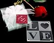 Coasters LOVE Glass Gift Set with Ribbon and Thank You Tag (24 sets of 4 per order) Wedding Favors