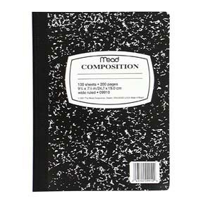 Mead Composition Book, One Wide-Ruled Notebook with 100 Sheets, Black Marble (09910)
