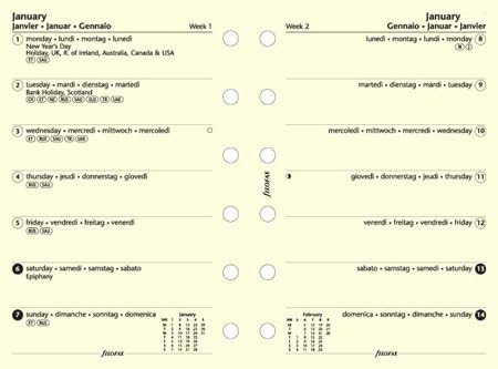 Filofax Calendar Refills 2010 Week Per Page - Cotton Cream Pocket Size - FF-6823910