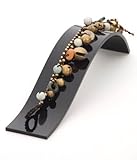 Jade agate gypsy bead brass gold charm bell bracelet