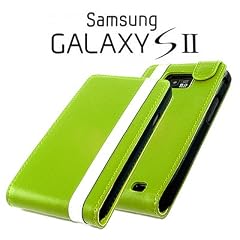 Flip-Case Handy Klapp Tasche Samsung I9100 Galaxy S2 SII Gr�n-Weiss Schutzh�lle Case Handytasche Etui Cover Schutz H�lle Bag NEU