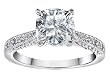 1.55 cttw Solitaire Engagement Ring With Cushion Cut Genuine White Topaz And 6 Genuine Diamonds