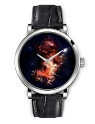 SPRAWL Aanalog Fashion Series Silver Ladies Watches of Genuine Black Leather Strap,Unique Wrist Watch for Women Girls Designed with galaxy