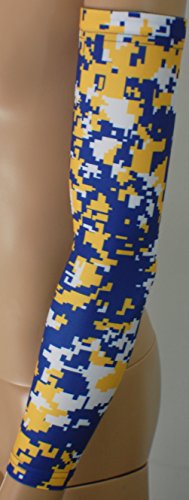 LLC New! Royal Blue Yellow White Digital Camo Arm Sleeve - Moisture Wicking Compression (Small)