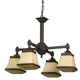 American Fluorescent Chesterfield Hand Blown Rectangular Glass Chandelier, 4 Light, Oil Rubbed Bronze #CHP413RBSCT