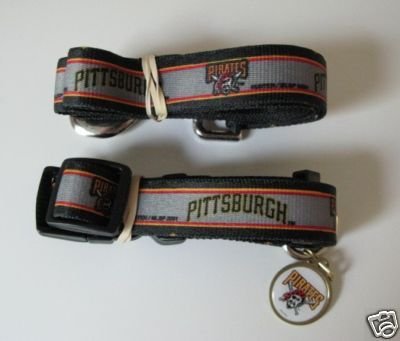Pittsburgh Pirates Dog Pet Set Leash Collar ID Tag XS