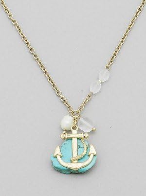 Womens Uneven Shaped Goldtone Anchor Necklace. Size : 18 Inch with 3 Inch Extender.