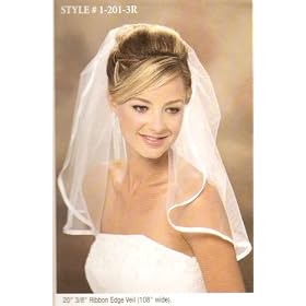 1 Layer Shoulder Length Veil w/ Ribbon Edge