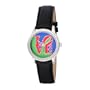 The P.S. Collection by Arjang and Co. Women's PS-1012S-BK "For Some One Special" Iconic Love Enamel Dial Black Leather Strap Watch