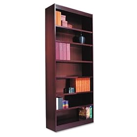 Alera Square Corner Bookcase, Finished Back, Wood Veneer, 7-Shelf, 36 W by 12 D by 84 H,...