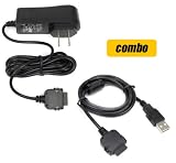 FosCombo - Home Wall Travel AC Charger + 2.0 Sync and Charger USB Data Cable For Microsoft Zune 30GB / 4GB / 8GB / 80GB MP3 Music Player