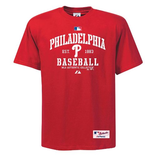 MLB Philadelphia Phillies Adult Short Sleeve Basic Crew Neck Tee (Scarlet Red, Medium)