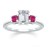 1.30 CT EMERALD DIAMOND W PRINCESS PINK SAPPHIRE RING