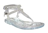 Kali Footwear Little Girl's Clara Jr. Jelly T-strap Rhinestone Flat Gladiator Sandals 10
