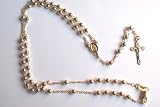 Blessed By Pope Benedetto VXI Child 18k Gold Overlay Beads Madonna and Crucifix Rosary (Model A)