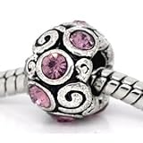 Believe Beads � 1 X Spacer with Purple Stones Charm Bead will fit pandora/troll/Chamilia Style. Slide on slide off