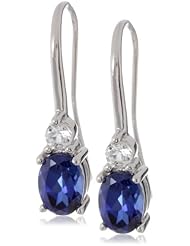Sterling Silver White Topaz Oval Wire Earrings