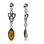 Sterling Silver Honey Amber Celtic Earrings