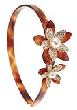 L. Erickson Duchess Headband - Tortoise/Crystal/Gold Flower