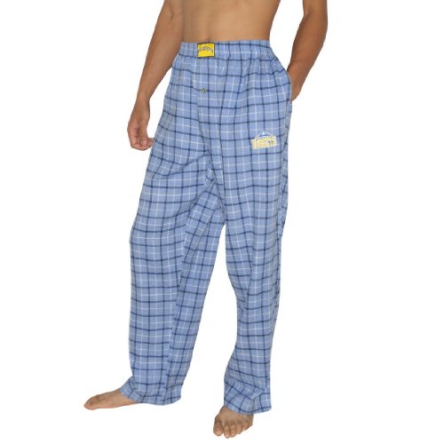 Mens NBA Denver Nuggets Plaid Cotton Thermal Sleepwear / Pajama Pants - Blue & White (Size: XL)