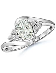 Oval White Moissanite Twisted Shank Ring