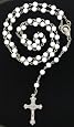 White Faceted Chain Link Rosary - 26 in. Necklace - 19 in. Overall