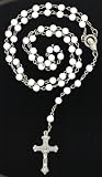 White Faceted Chain Link Rosary - 26 in. Necklace - 19 in. Overall