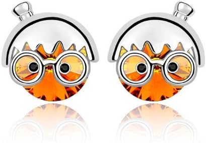 Yellow crystal with Swarovski Elements Chibi Maruko-chan girl cute stud earrings jewelry