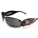 Ed Hardy Skull, Butterflies  Roses Sunglasses EHS020 - Black
