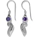 Sterling Silver Leaf w/ Amethyst Dangle Earrings by Sajen