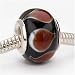 Murano Style Glass Lampwork Bead Fits Pandora Black With Red Drop 14mm (1)