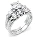 Jewelry : Sterling Silver Cubic Zirconia CZ Wedding Engagement Ring Set