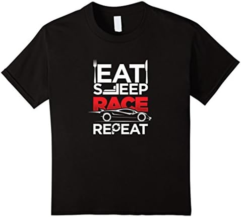 Kids Eat Sleep Race Repeat Tshirt 8 Black