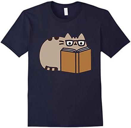Men's Pusheenss Reading T-Shirt Pusheens Cat T-Shirt XL Navy