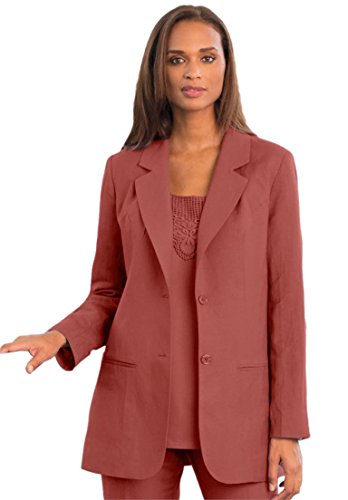 Jessica London Women's Plus Size Single-Breasted Linen Blazer