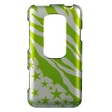 Green Zebra Star Hard Case Snap On Faceplate Cover For HTC Evo 3D