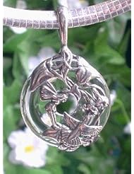 Sterling Silver Hummingbird Fairy Clear Quartz Pendant