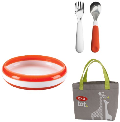 【amazon.co.jp限定】トレーニングプレート&フォーク&スプーンセット オレンジ(ノベルティバッグつき)