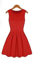 Sleeveless Empire   Waistline Knee Length Bubble Dress Cotton  Dress