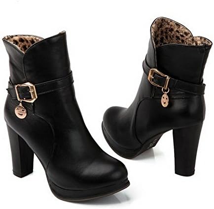Hello 999 heels ankle boots for women. (9, Black)