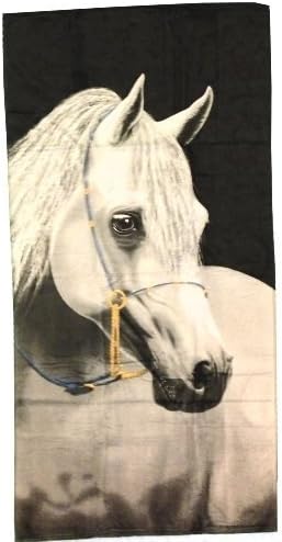 White Horse Terry Velour Beach/Bath Towel