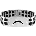 NFL San Diego Chargers Logo Steel and Rubber Link ID Bracelet