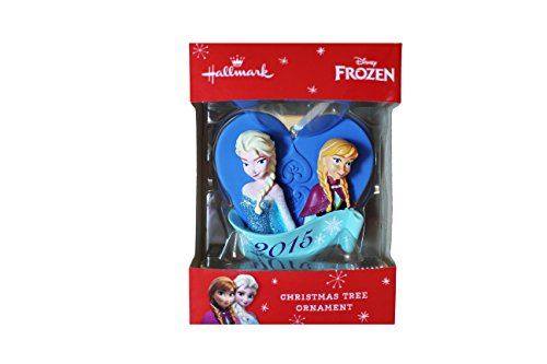 Hallmark Disney Frozen Elsa & Anna Christmas Tree Heart w/ '2015' Year Printed Ornament