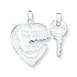 Sterling Silver Heart and Key Charms with Two 20 Inch Chains